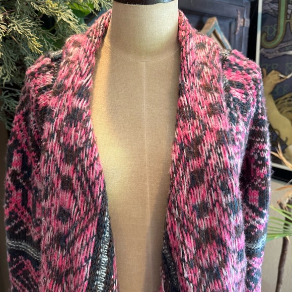 Urban outfitters tribal knit asymmetrical open front cardi sweater - Picture 3 of 16